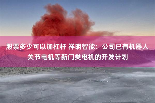 股票多少可以加杠杆 祥明智能：公司已有机器人关节电机等新门类电机的开发计划