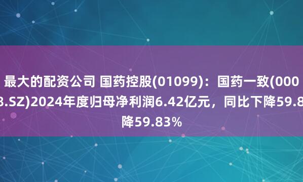 最大的配资公司 国药控股(01099)：国药一致(000028.SZ)2024年度归母净利润6.42亿元，同比下降59.83%