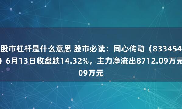 股市杠杆是什么意思 股市必读：同心传动（833454）6月13日收盘跌14.32%，主力净流出8712.09万元