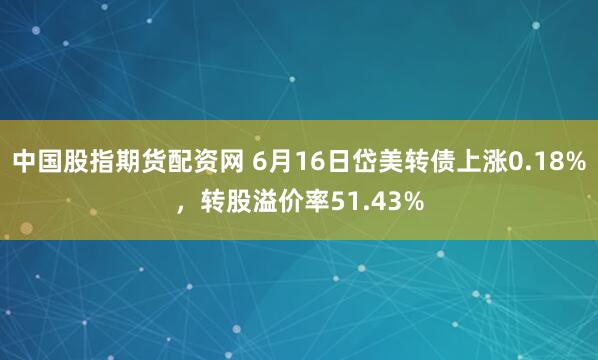 中国股指期货配资网 6月16日岱美转债上涨0.18%，转股溢价率51.43%