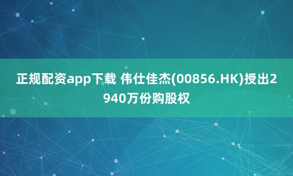 正规配资app下载 伟仕佳杰(00856.HK)授出2940万份购股权