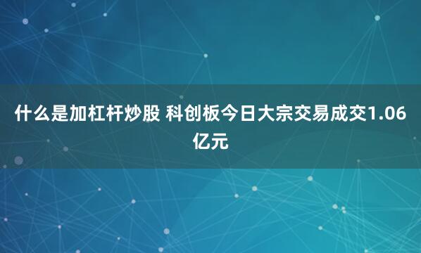 什么是加杠杆炒股 科创板今日大宗交易成交1.06亿元